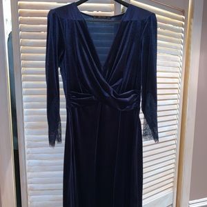 Navy blue velvet Zara dress